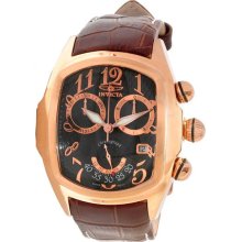 Invicta Men's Lupah Chronograph Rose Gold Tone Stainless Steel Case Leather Bracelet Black Tone Dial Date Display 13004