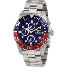 Invicta Mens Pro Diver Blue Dial Chronograph Stainless Steel Bracelet Watch 1771