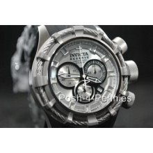 Invicta Mens Reserve Bolt Quartz Chronograph Silver Black Rubber Watch 1226