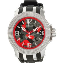 Invicta Men's Reserve Stainless Steel Case Rubber Bracelet Red Camouflage Dial Date Display 12477