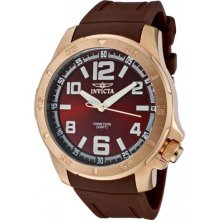 Invicta Men's Specialty Rose Gold Tone Stainless Steel Case Quartz Rubber Strap Brown Dial 1906