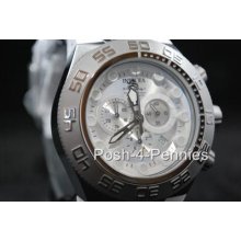 Invicta Mens Subaqua Sport Quartz Chronograph Silver White Rubber Watch 1536