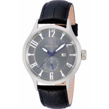 Invicta Men's Vintage Stainless Steel Case Leather Bracelet Gray Dial Date Display 12230