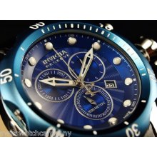 Invicta Reserve Venom Swiss Made Eta Chrono Gold,white,blue Leather Strap Watch