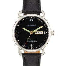 Jack Spade 'Buckner' Leather Strap Watch, 42mm Black