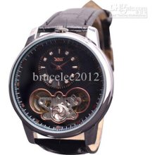 Jaragar Men Leather Luxury Swiss Watch Automatic Mechanical Tourbill