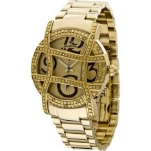 JBW Just Bling Iced Out Ladies JB-6214-A Gold-Tone Designer Dial Diamond Watch