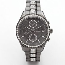 Jennifer Lopez Gunmetal Stainless Steel Crystal Chronograph Watch -