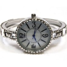 Jimmy Crystal Ladies Watch Silver Metal Band Clear Swarovski Crystals Wj646