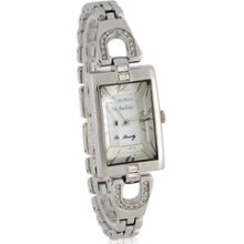 Julius JA-443 3D Square Dial Stainless Steel Band Women's Watch with Diamond Dec