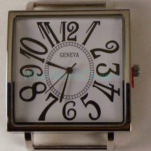 Jumbo Square.. Extra Large White Square Solid-Bar, Ribbon, Interchangeable Watch Face, Whimsical