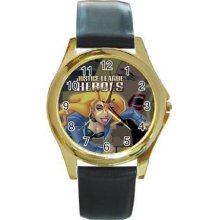 Justice League Unisex Gold-Tone Round Metal Watch 01