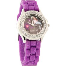 Justin Bieber He Loves Me Ladies Crystal Purple Glitter Strap Watch JB1157