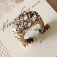 Kenneth Cole Classic Ring Xmas Gift Vintage Gold Tone Rhinestone Size8