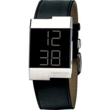 Kenneth Cole Kc1296 Men's Digital Black Leather Strap Watch