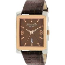 Kenneth Cole Mens Rose Gold Dial Two Tone Leather Strap Designer Watch â€“ Kc1783