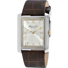 Kenneth Cole New York Leather Collection Silver-Tone Dial Men's Watch #KC1902