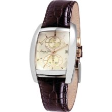 Kenneth Cole New York Rectangular Watch With Brown Croco-Embossed Strap