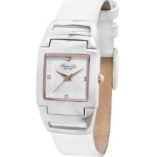 Kenneth Cole New York Watch, Womens White Croc-Embossed Leather Strap