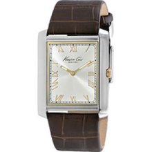 Kenneth Cole New York Leather Collection Silver-Tone Dial Men's Watch