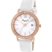 Kenneth Cole Womens Crystal Analog Stainless Watch - White Leathe ...