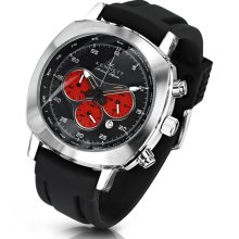 Kennett Challenger Black & Red Chronograph Silicone Strap Watch