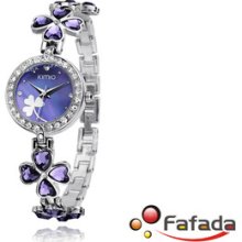 Kimio Lady Women's Rhinestone Quartz Watch Bracelet Watch Purple Clover