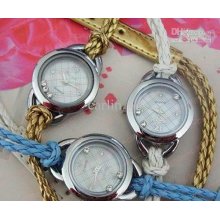 Korean Jewelled Leather Rope Women Luxury Bracelet Watches Chains Wr