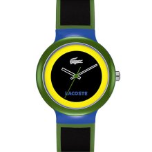 Lacoste 'Goa' Stripe Silicone Strap Watch Yellow/ Black