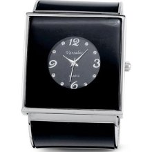 Ladies Black White CZ Stone Fashion Bangle Quartz Watch ...