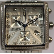 Ladies Bulova Accutron 63r129 Masella Diamond Square Dial Bracelet Watch