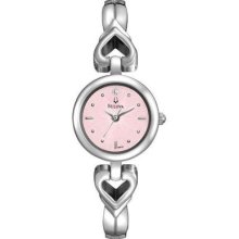 Ladies' Bulova Diamond Stainless Steel Pink Dial Watch