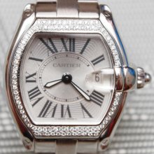 Ladies Cartier 2675 Roadster Ss Custom Diamonds Bezel Watch