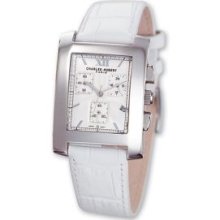 Ladies Charles Hubert Leather Band White Dial Chronograph Watch