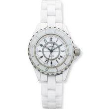 Ladies Chisel White Ceramic And Dial Chronograph Watch Tpw1