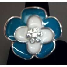 Ladies Geneva Blue/white Flower Ring Watch Cute