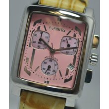 Ladies Giantto Angelina Chronograph Pink Dial Leather Beige Leather Watch