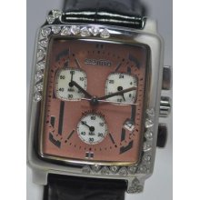 Ladies Giantto Angelina Genuine Heart Diamonds Chronograph Brown Dial Watch