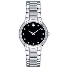 Ladies' Movado Serio Diamond Accent Watch with Black Dial (Model: