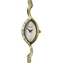 Ladies Sekonda Gold Plated Crystal Set White Pearl Dial Bangle Watch 4905 Rp Â£45