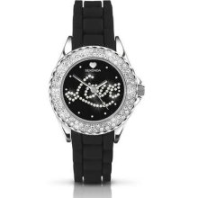 Ladies Sekonda Party Time 'love' Black Rubber Black Dial Fashion Watch 4610