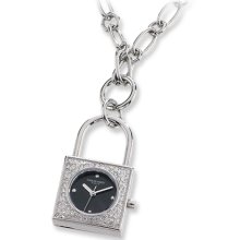 Ladies, Stainless Steel, Padlock Pendant Watch Necklace