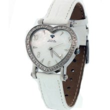 Ladies Womens Aqua Master White Dial Silver Heart Case Diamond Watch W80