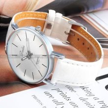 Lady Women Elegant Analog White Pu Leather Quartz Sport Wrist Watch Dailyetrade