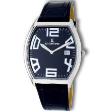 Le Chateau 2671M Blk Men'S 2671M Blk Date And Arabic Numerals With Leather Band Watch