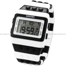 Led Binary Watch Lego Fashion Wristband Mens Sport Digital Black Brick Style