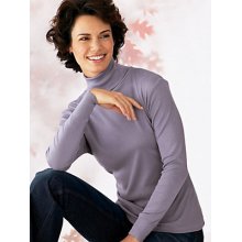 Light Wisteria Silk Cotton Microrib Turtleneck