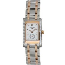 Longines Dolce Vita Steel & 18k Rose Gold Diamond Womens Watch L5.155.5.19.7