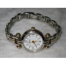 Lorus Lr0219 Wristwatch Silver And Gold Tone Link Bar Quartz Ladies Watch