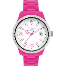 LTD-091002 LTD Watch Unisex White Dial And Pink Strap With Ss Bezel Wa...